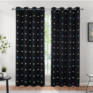 Urban Lotus Blackout Curtains 52 x 84" Colorful Metallic Polka Dots Printed Children Curtains