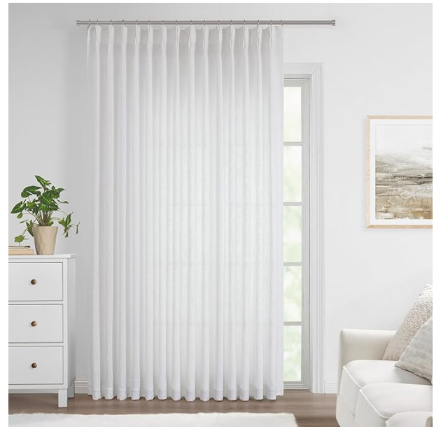Vision Home White Pinch Pleated Semi Sheer Curtains Textured Light Filtering Window Curtains 80 x108 inch