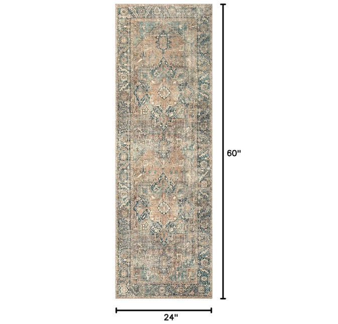 Loloi Margot Collection MAT-02 Terracotta/Lagoon 2'-0" x 5'-0" Accent Rug