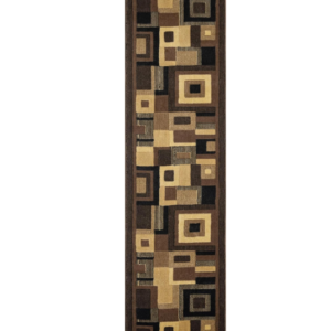 Z **SOLD** Home Dynamix Catalina Virginia Contemporary Layered Square Runner Area Rug, Black/Brown, 1'9"x6'9"