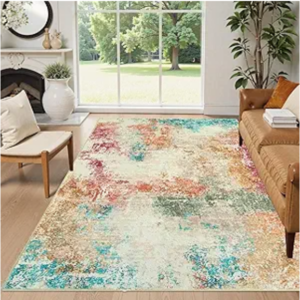 Z **SOLD** Lahome Abstract 6x9 Area Rugs for Living Room, Machine Washable Ultra Thin