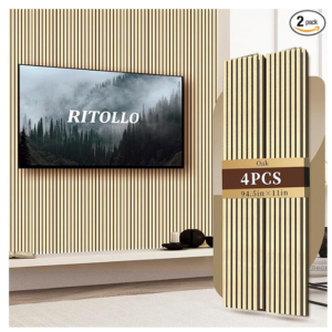 Z **SOLD** Ritollo Wood Panels for Wall and Ceiling, Acoustic Wood Wall Panels - Oak, 94.5×11 - 4 PCS