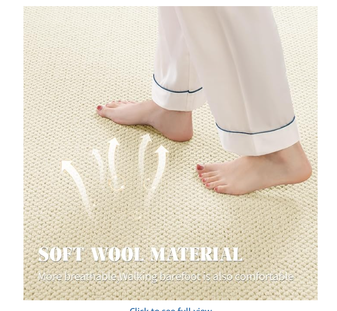 Z **SOLD** Shilucheng Wool Rug 8x10 Non-Slip, Blend 80% Wool and 20% Cotton Rugs for Living Room **SOLD** - Image 3
