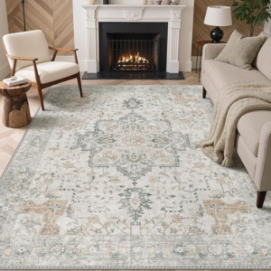 Z **SOLD** GENIMO 9X12 Area Rug, Machine Washable Rugs, Low Plie & Thin Vintage Rug **SOLD**