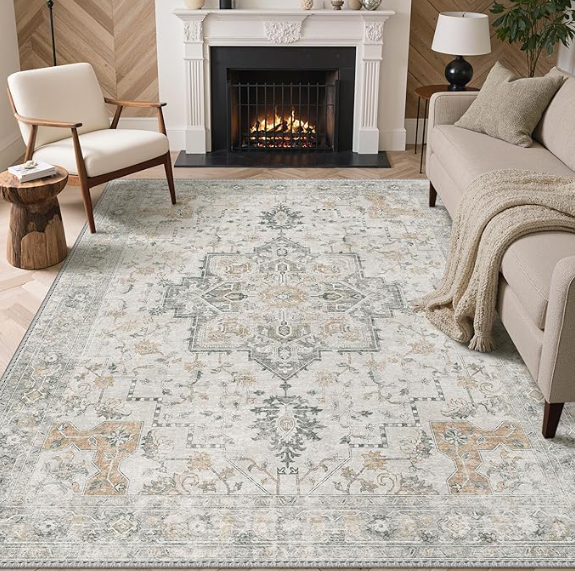 Z **SOLD** GENIMO 9X12 Area Rug, Machine Washable Rugs, Low Plie & Thin Vintage Rug **SOLD**
