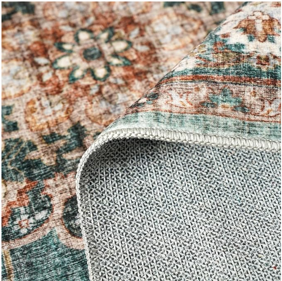Z **SOLD** Washable Oriental Area Rug - 10x14 Rugs for Living Room Soft Carpet Waterproof Floral Distressed Indoor Stain Resistant Non-Shedding - Image 2