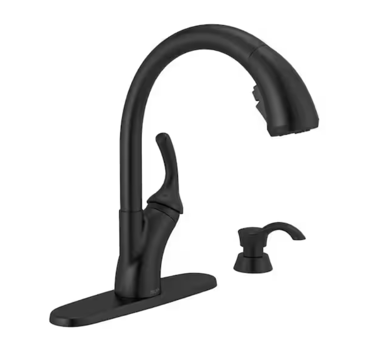 Delta Shiloh Single-Handle Pull-Out Sprayer Kitchen Faucet with ShieldSpray in Matte Black