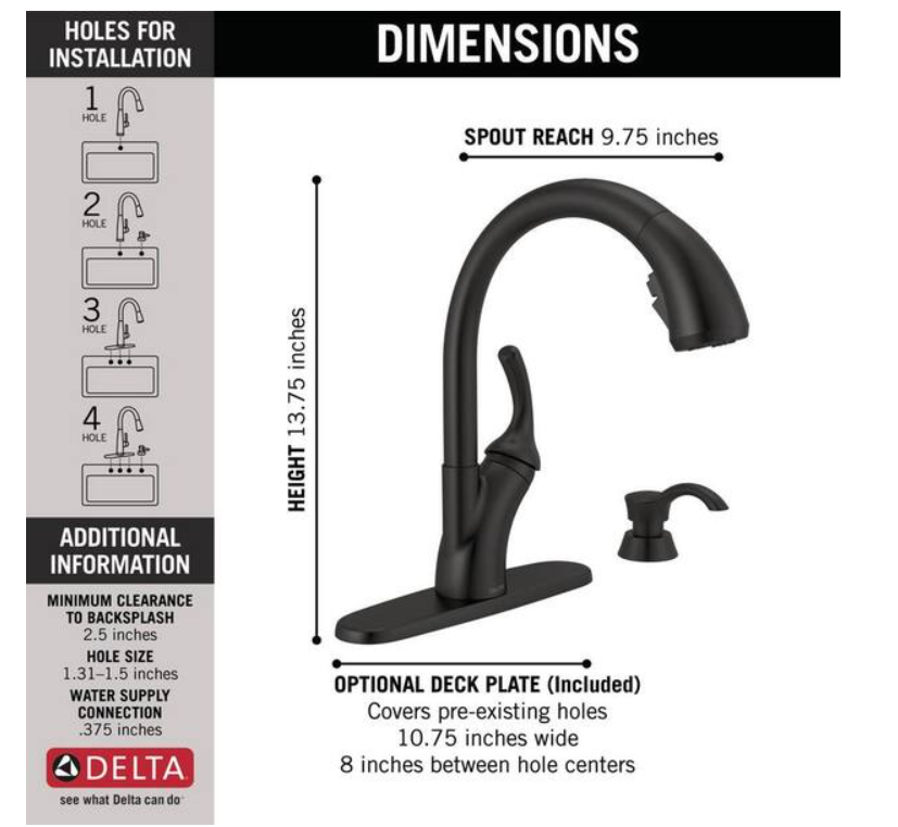 Delta Shiloh Single-Handle Pull-Out Sprayer Kitchen Faucet with ShieldSpray in Matte Black - Image 2