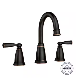 MOEN Banbury 8 in. Widespread Double Handle High-Arc Bathroom Faucet in Mediterranean Bronze (Valve Included)
