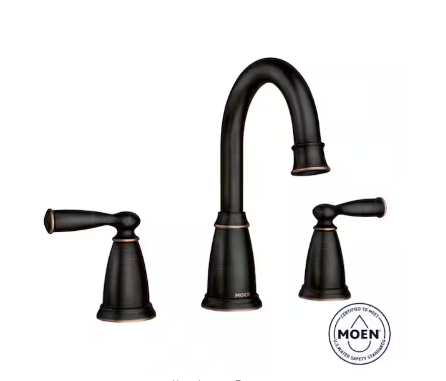 MOEN Banbury 8 in. Widespread Double Handle High-Arc Bathroom Faucet in Mediterranean Bronze (Valve Included)