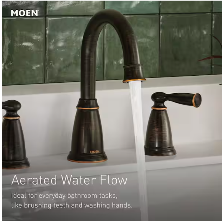 MOEN Banbury 8 in. Widespread Double Handle High-Arc Bathroom Faucet in Mediterranean Bronze (Valve Included) - Image 2