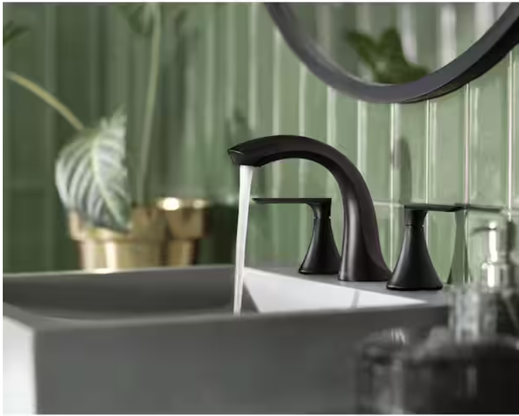 MOEN Findlay 8 in. Widespread 2-Handle Bathroom Faucet in Matte Black (Valve Included)148 - Image 2