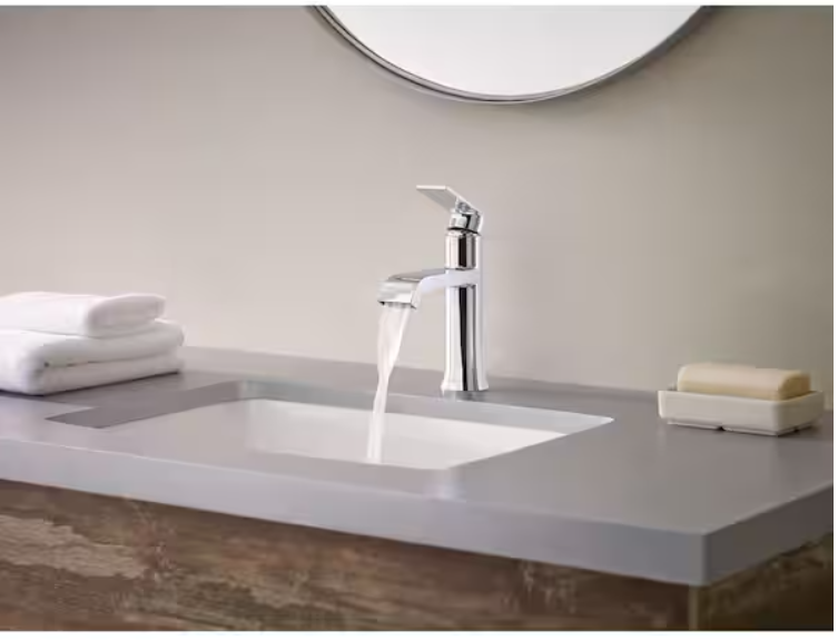 MOEN Genta Single Hole Single Handle Bathroom Faucet with 1-Piece