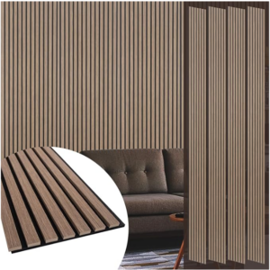 Z **SOLD** Yuzzy Wood Panels for Wall - 9 Feet Dark Walnut Wood Slat Acoustic Panels 4 PCS