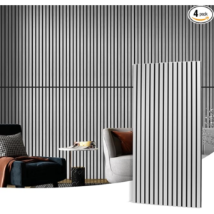 Z**SOLD** Art3d 4 Wood Slat Acoustic Panels for Wall and Ceiling - 3D Fluted Sound Absorbing Panel with Wood Finish - Brushed Silver