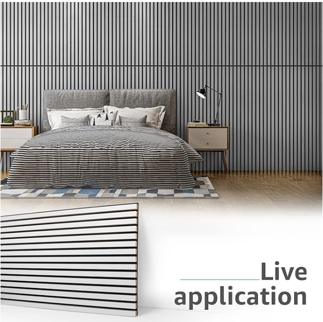 Z**SOLD** Art3d 4 Wood Slat Acoustic Panels for Wall and Ceiling - 3D Fluted Sound Absorbing Panel with Wood Finish - Brushed Silver - Image 4