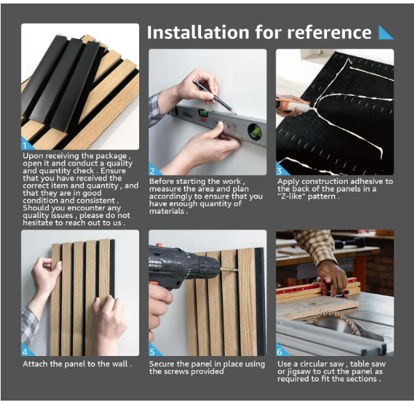 Z **SOLD** Art3d 4pcs-107 x 8in Slat Acoustic Panel for Wall and Ceiling, 3D Fluted Sound Absorbing Panel with Wood Finish, Dark Walnut - Image 5