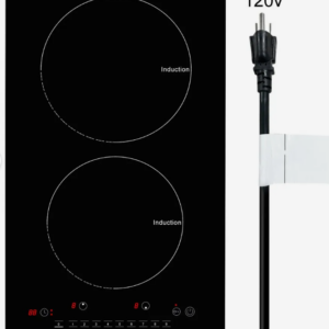 VEVOR Electric Cooktop, 2 Burners, 12'' Induction Stove Top, Built-in Magnetic Cooktop 1800W, 9 Heating Level
