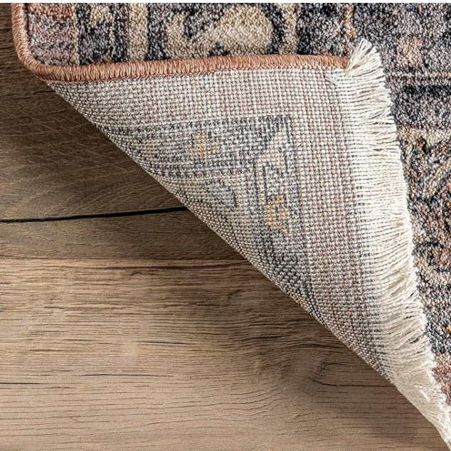 nuLOOM Fringed Performance Kelsee Rust/Ivory, 6' Square, Faded Oriental, Soft and Cozy - Image 3