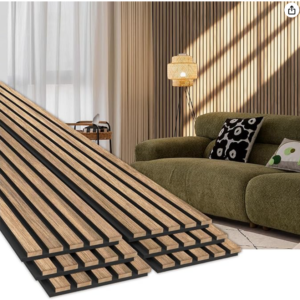 Z **SOLD** EVERCO 6 Pack Wood Panels for Wall 94.5" × 7.87" Acoustic Soundproof Wall Slat Panels