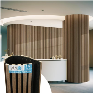 Z **SOLD** Art3d 1-Pack Acoustic Wood Slat Wall Panel with Roll-Flat Design - 95.3 x 23.8 Inch Sound Absorbing Panels