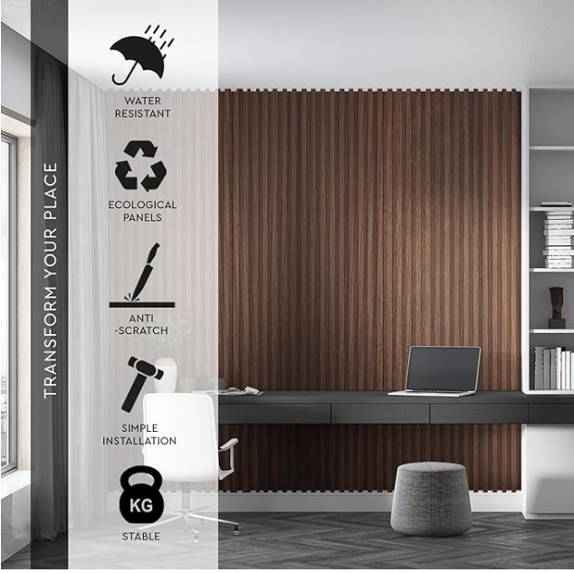 Z **SOLD** DEKKOR WPC Acoustic Slat Wall Panels Walnut - Image 5
