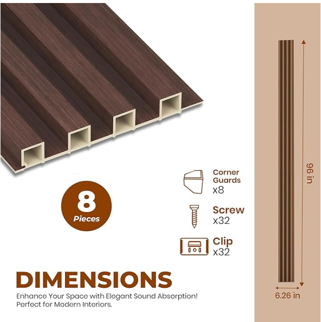 Z **SOLD** DEKKOR WPC Acoustic Slat Wall Panels Walnut - Image 4