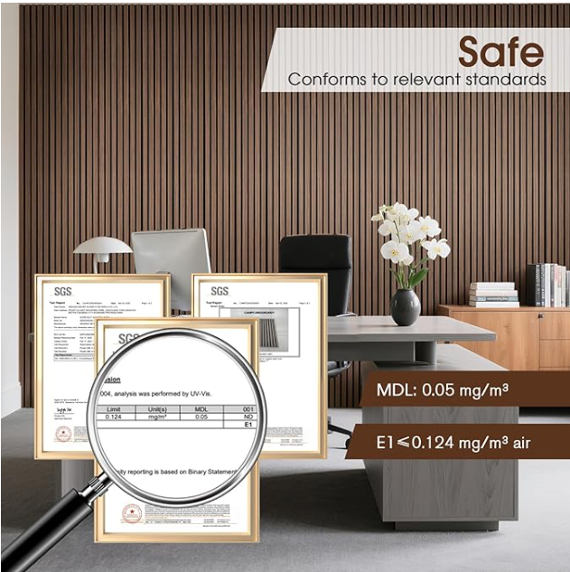 Z **SOLD** LarWorks Wood Slat Wall Panels 4 Pack 94.5" x 7.9", Acoustic Wooden Panel - Image 3