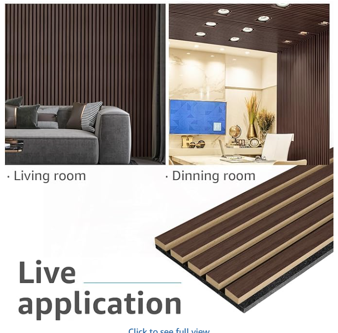 Z **SOLD** Art3d 4pcs-107 x 8in Slat Acoustic Panel for Wall and Ceiling, 3D Fluted Sound Absorbing Panel with Wood Finish, Dark Walnut - Image 2