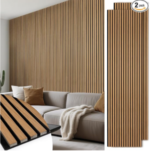 Z **SOLD** LarWorks Wood Slat Wall Panels 2 Pack 106" x 23.6", Acoustic Wooden Panel for Wall, Soundproof 3D Fluted Panels