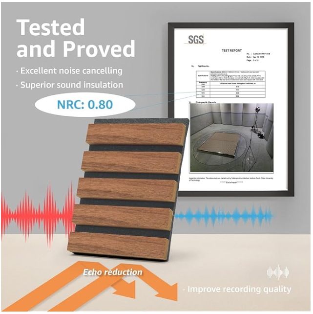 Z **SOLD** Art3d 4-Piece Wood Slat Acoustic Panels for Stylish Decor and Noise Reduction, 3D Textured Panel - Image 2