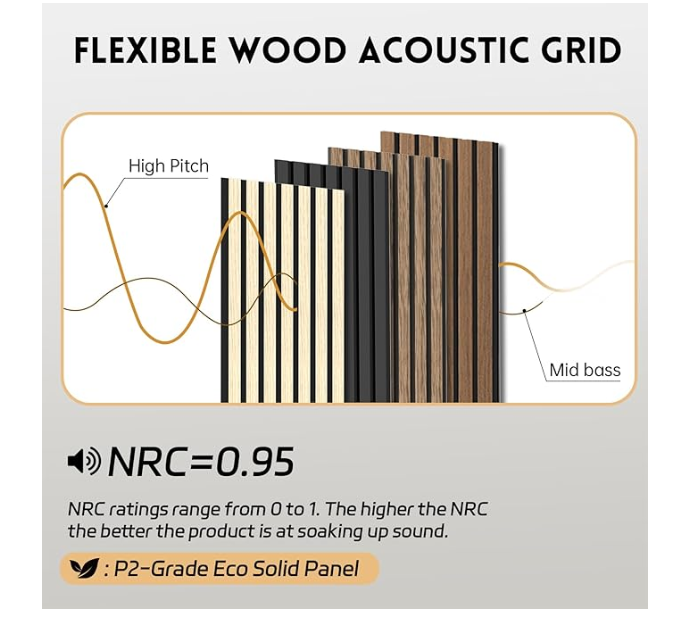 Z **SOLD** Ritollo Wood Panels for Wall and Ceiling, Acoustic Wood Wall Panels - Oak, 94.5×11 - 4 PCS - Image 2