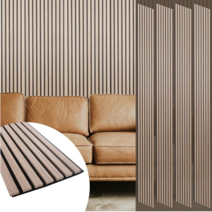 Z **SOLD** Yuzzy Wood Panels for Wall and Ceiling - 108 x 11 Inch Wood Slat Acoustic Panels 4 PCS - Modern Sound Absorbing Wall Panels - Rustic Walnut