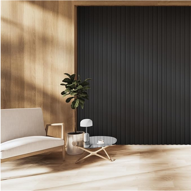 Z **SOLD** OUZUGIE WPC Acoustic Slat Wall Paneling, 8-Pack 96 x 6 Inches 3D Wall Panels - Image 4