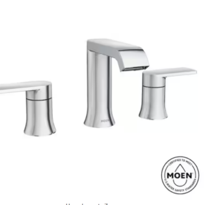 MOEN Genta 8 in. Widespread Double Handle Bathroom Faucet with Drain Kit Included in Chrome