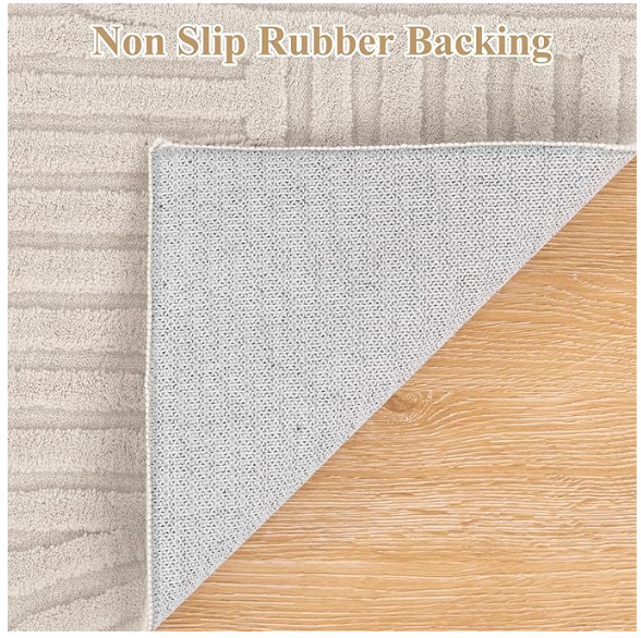 Z **SOLD** Pauwer 8x10 Washable Area Rugs for Living Room Modern Beige Solid Color Soft Fluffy Rug - Image 4