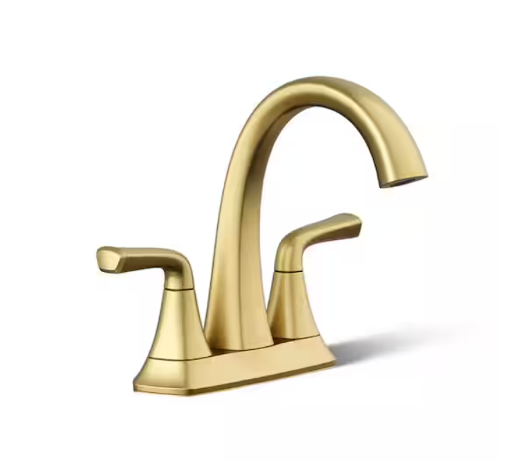 KOHLER Sundae 4 in. Centerset 2-Handles Bathroom Faucet in Vibrant Brushed Modern Brass