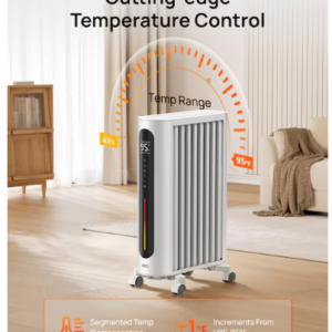 DREO 1500 -Watt Oil-filled radiant Tower Indoor Electric Space Heater with Thermostat with Remote