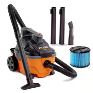 RIDGID 4 Gal. 5.0 Peak HP Portable Shop Vacuum Wet Dry Vac with Fine Dust Filter, Locking Hose and Attachments WD4070