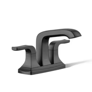 KOHLER Rubicon 4 in. Centerset Double Handle Bathroom Faucet in Matte Black