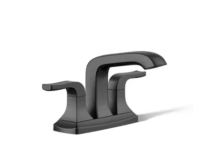 KOHLER Rubicon 4 in. Centerset Double Handle Bathroom Faucet in Matte Black