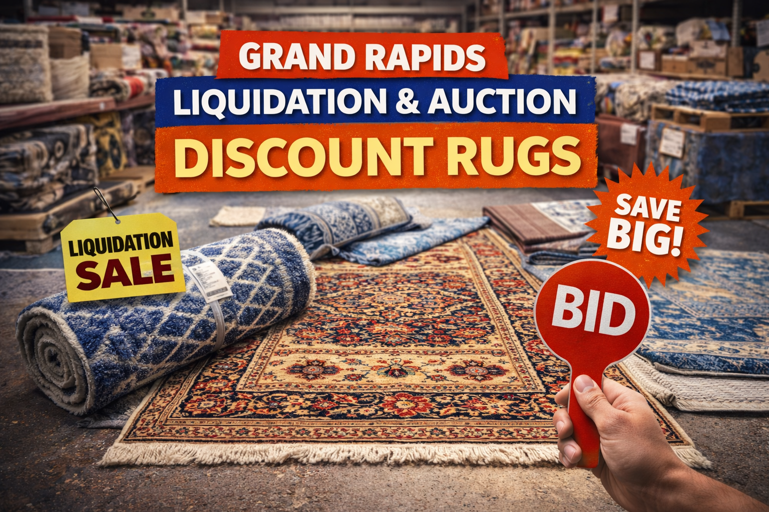 Rugs for sale at liquidation auction